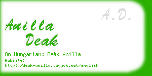 anilla deak business card